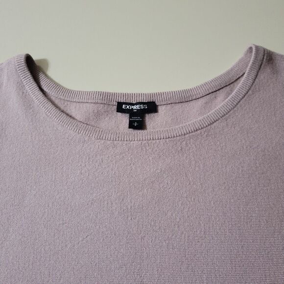 Express Pink Knotted Front Round Neck Dolman Sleeve Sweater - Picture 8 of 13